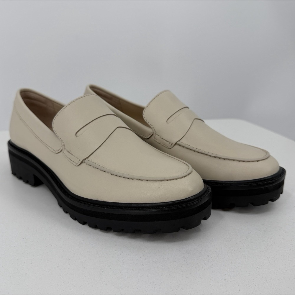 Everlane The Lug Loafer in Parchment/Ivory Leather size 8.5 Women's Chunky Heel*